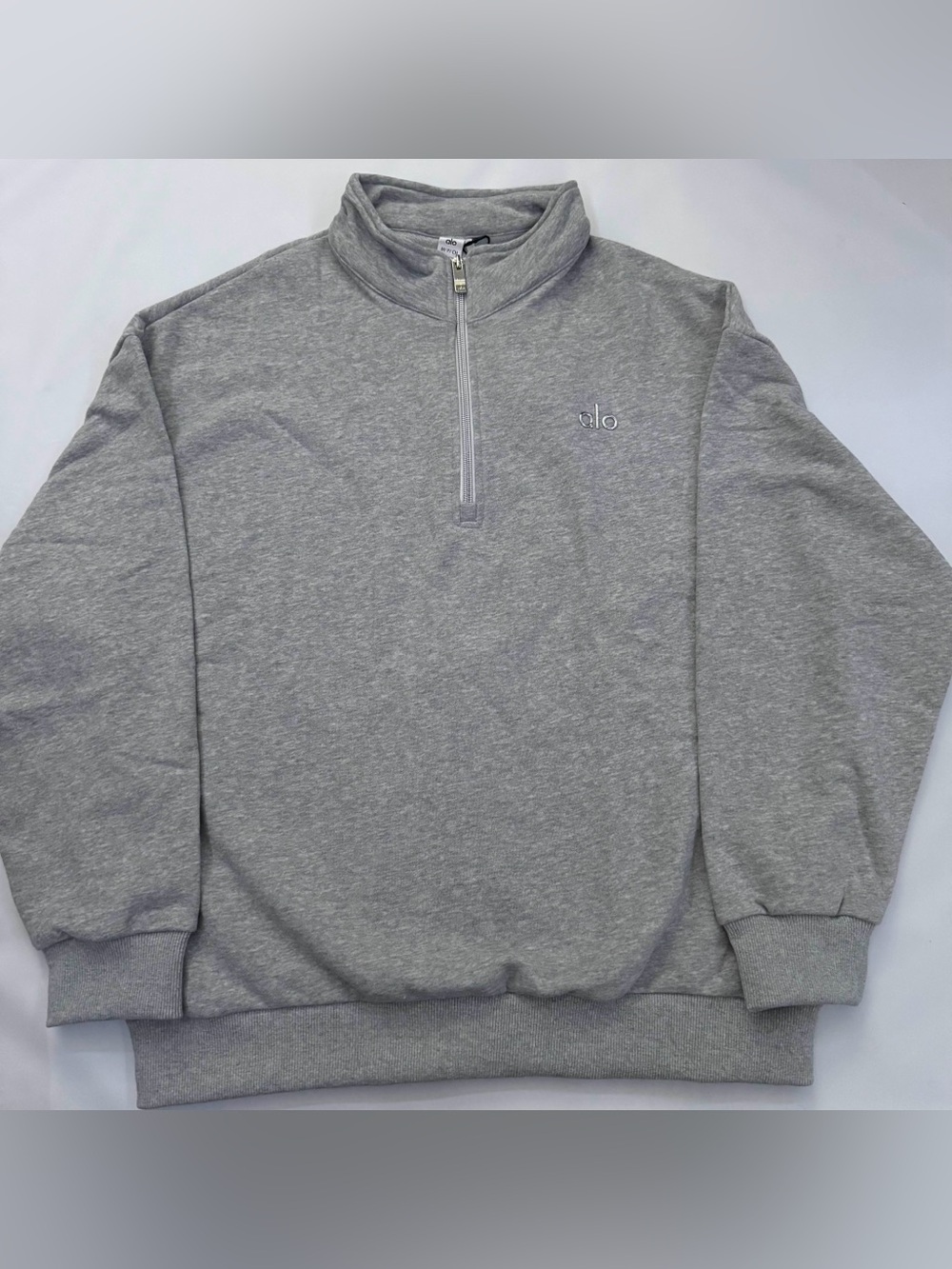 Alo Men's Gray Quarter-Zip Pullover Sweater